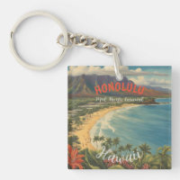Vintage Style Hawaiian Travel Honolulu Mid-Pacific
