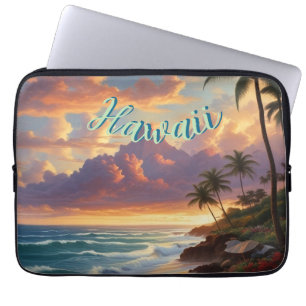 Vintage Style Hawaiian Travel Honolulu Mid-Pacific Laptop Sleeve