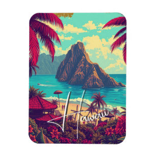 Vintage Style Hawaiian Travel Honolulu Mid-Pacific Magnet