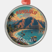 Vintage Style Hawaiian Travel Honolulu Mid-Pacific
