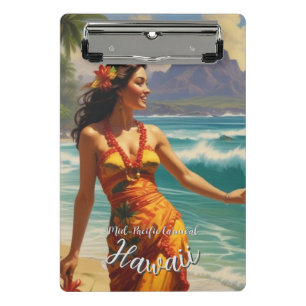 Vintage Style Hawaiian Travel Honolulu Mid-Pacific Mini Clipboard