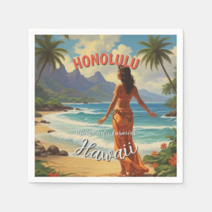 Vintage Style Hawaiian Travel Honolulu Mid-Pacific Napkin