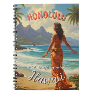 Vintage Style Hawaiian Travel Honolulu Mid-Pacific Notebook