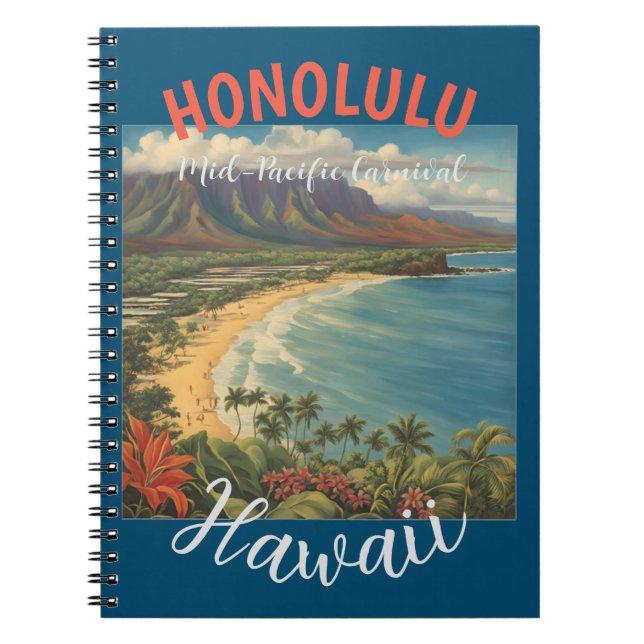 Vintage Style Hawaiian Travel Honolulu Mid-Pacific Notebook (Front)