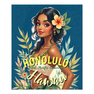 Vintage Style Hawaiian Travel Honolulu Mid-Pacific Photo Print