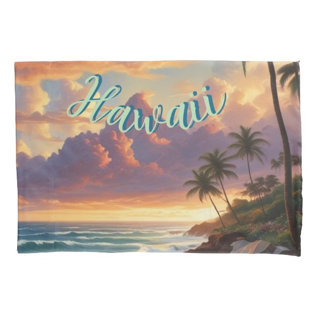 Vintage Style Hawaiian Travel Honolulu Mid-Pacific Pillowcase (Front)