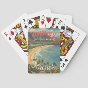Vintage Style Hawaiian Travel Honolulu Mid-Pacific Playing Cards