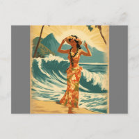 Vintage Style Hawaiian Travel Honolulu Mid-Pacific