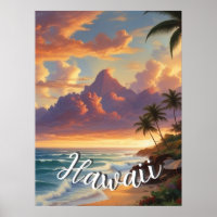 Vintage Style Hawaiian Travel Honolulu Mid-Pacific