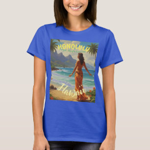 Vintage Style Hawaiian Travel Honolulu Mid-Pacific T-Shirt