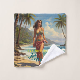 Vintage Style Hawaiian Travel Honolulu Mid-Pacific Wash Cloth