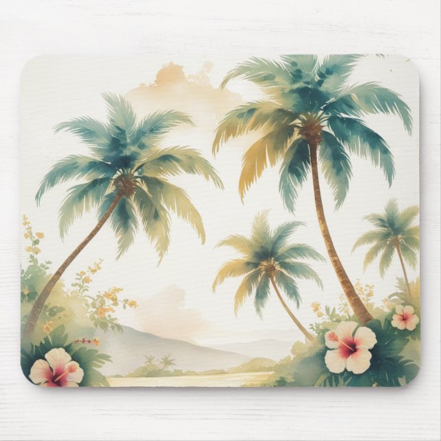 Vintage Style Hawaiian Travel Honolulu Mouse Mat (Front)
