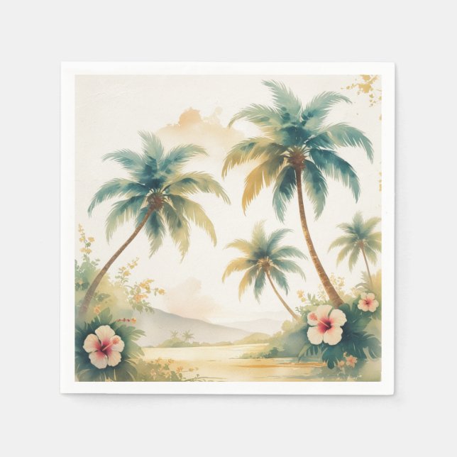 Vintage Style Hawaiian Travel Honolulu Napkin (Front)