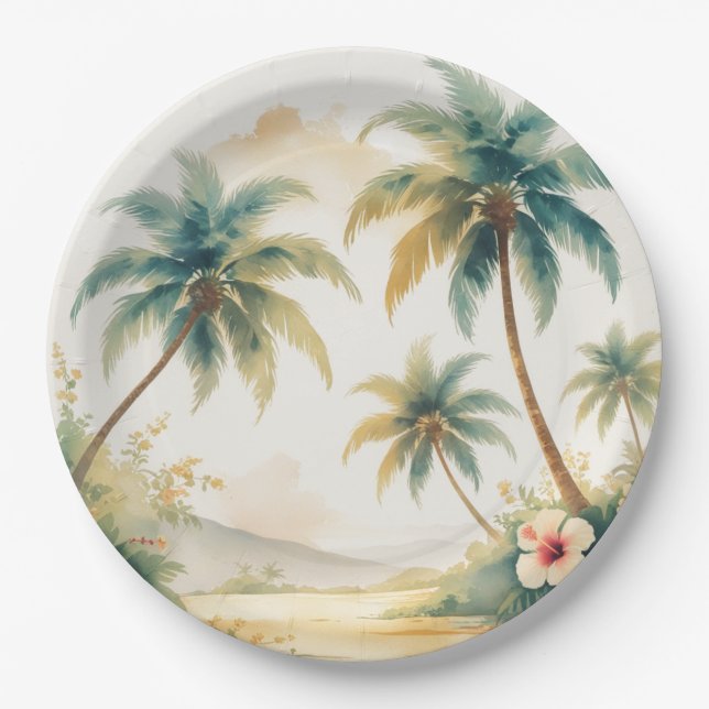 Vintage Style Hawaiian Travel Honolulu Paper Plate (Front)