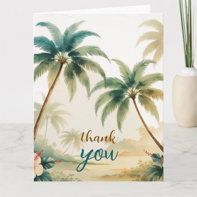 Vintage Style Hawaiian Travel Honolulu Thank You Card (Front)