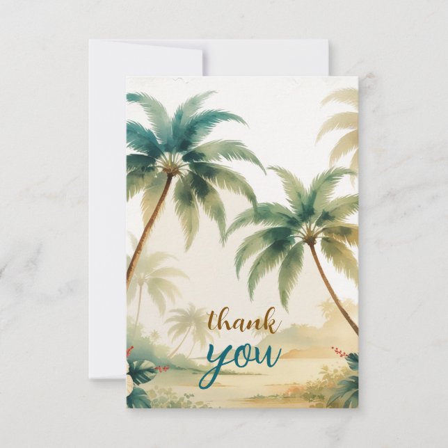 Vintage Style Hawaiian Travel Honolulu Thank You Card (Front)