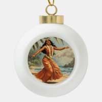 Vintage Style Hawaiian Travel Hula Girl Dancing