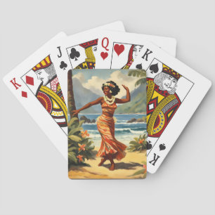 Vintage Style Hawaiian Travel Hula Girl Dancing Playing Cards