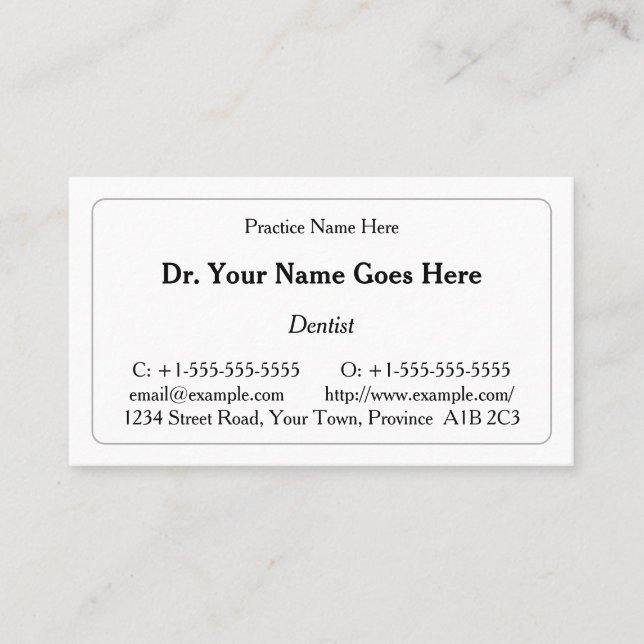 Vintage Style Healthcare Professional Business Card (Front)