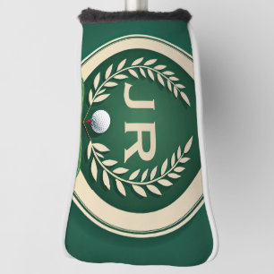 Vintage Style Heraldry Emblem Custom Name Ivory Golf Head Cover