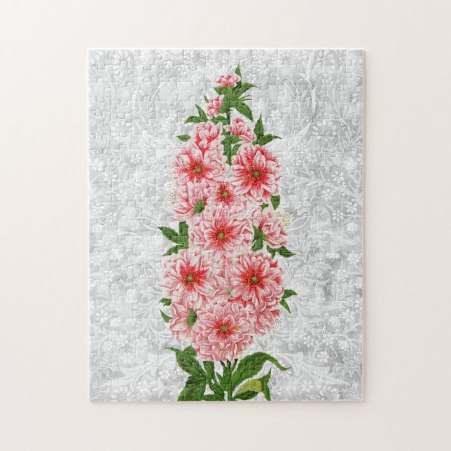 Vintage Style Hollyhock Flower Puzzle (Vertical)