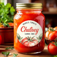 Vintage style Homemade Tomato Chutney canning