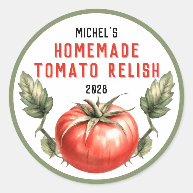 Vintage style homemade Tomato Relish label (Front)