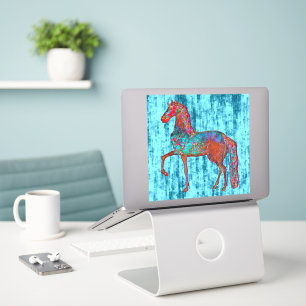 Vintage Style Horse Aqua Background Sticker