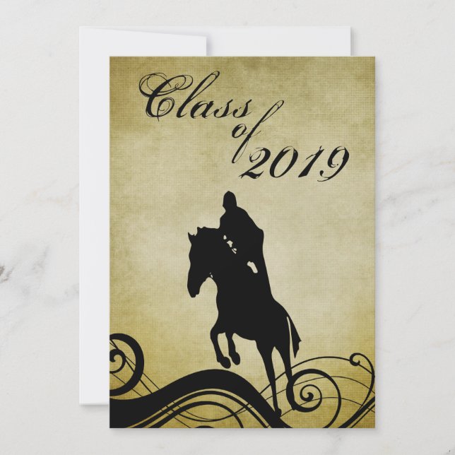 Vintage Style Horse Jumping Graduation Invitation (Front)