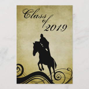 Vintage Style Horse Jumping Graduation Invitation