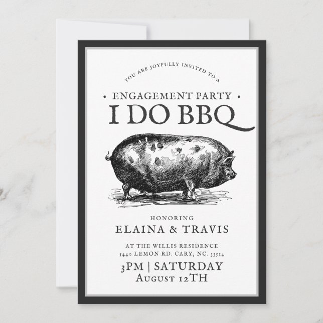 Vintage Style | I Do BBQ  | Engagement Party Invitation (Front)