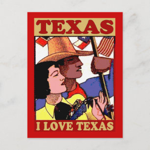 Vintage Style I Love Texas Postcard