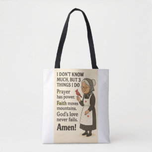 Vintage-style illustration of a sweet elderly tote bag