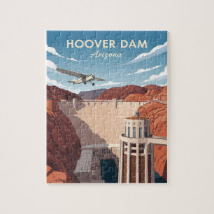 Vintage style illustration of hoover dam  jigsaw puzzle
