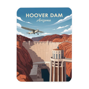 Vintage style illustration of hoover dam magnet