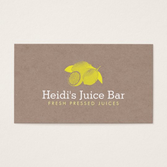 Vintage Style Illustration of Lemons on Cardboard Business Card