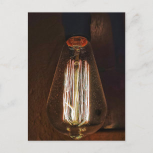 Vintage style incandescent light bulb postcard