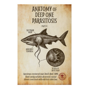 Vintage-Style Innsmouth Shark Parasite Poster