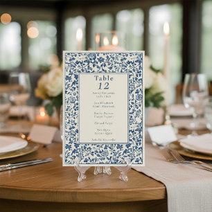 Vintage style intricate floral table seating chart invitation