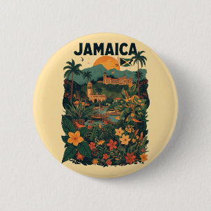 Vintage Style Jamaica Travel Illustration 6 Cm Round Badge