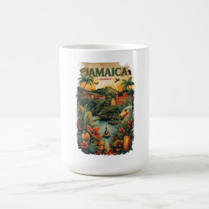 Vintage Style Jamaica Travel Illustration Coffee Mug