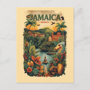 Vintage Style Jamaica Travel Illustration Holiday Postcard