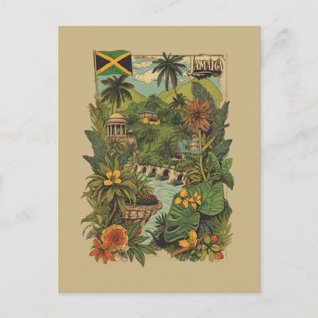 Vintage Style Jamaica Travel Illustration Holiday Postcard (Front)