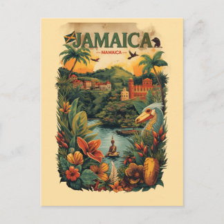 Vintage Style Jamaica Travel Illustration Holiday Postcard