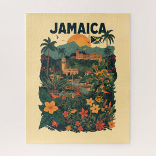 Vintage Style Jamaica Travel Illustration Jigsaw Puzzle