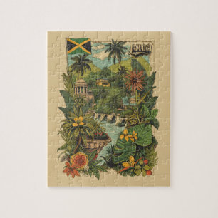 Vintage Style Jamaica Travel Illustration Jigsaw Puzzle