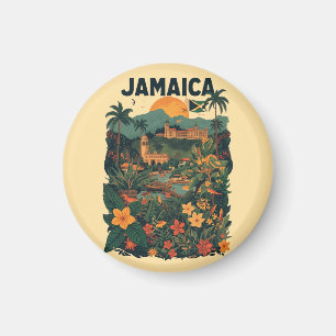 Vintage Style Jamaica Travel Illustration Magnet
