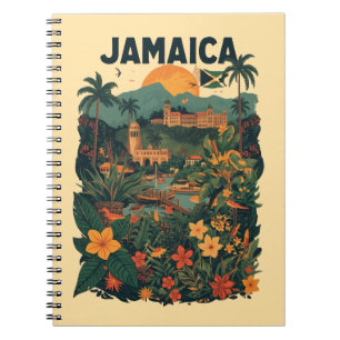 Vintage Style Jamaica Travel Illustration Notebook