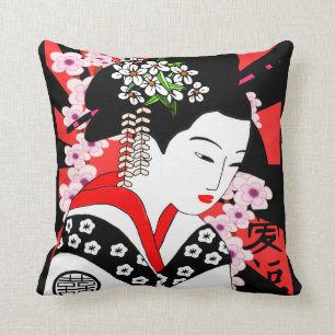 vintage style japanese geisha cushion