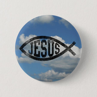Vintage Style Jesus Fish Ichthys 6 Cm Round Badge